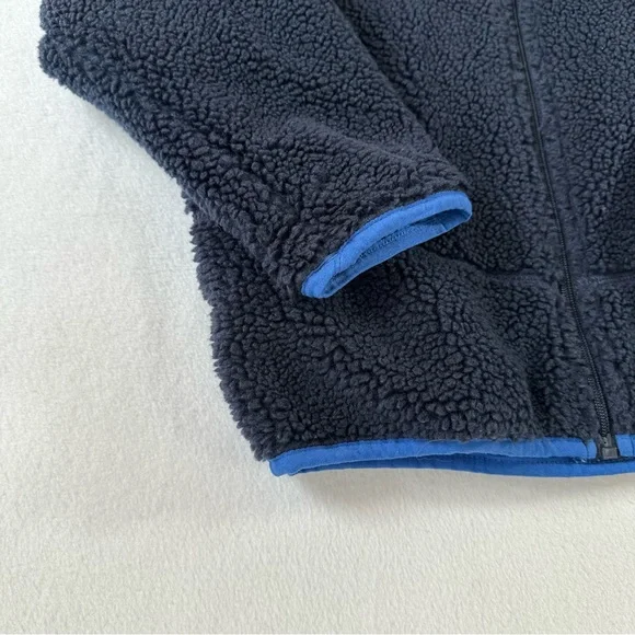 OshKosh Boys Sherpa Zip Hoodie Blue Red Trim Cozy Lined Size 8 - Picture 6 of 9